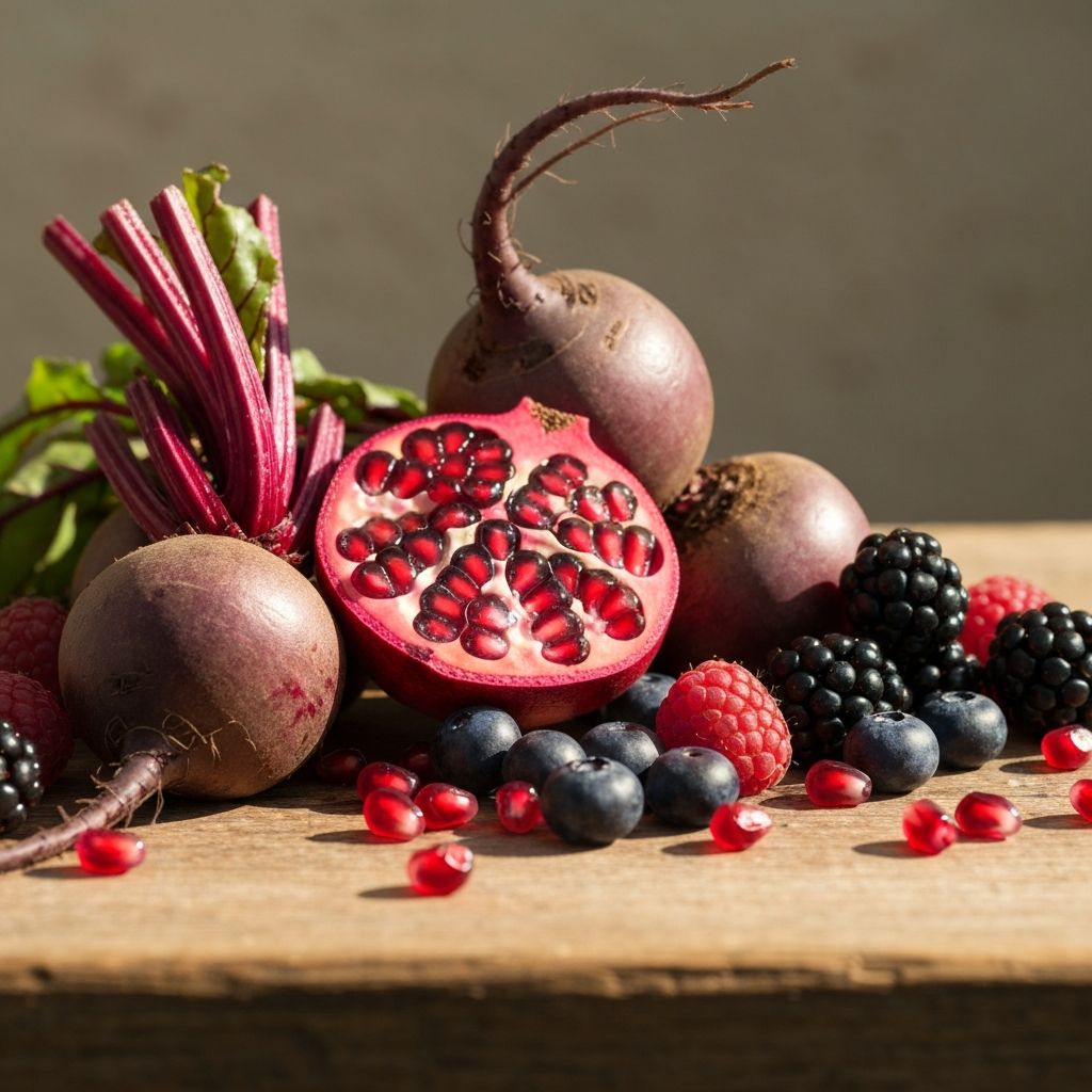 Blood circulation supporting foods: beetroot and pomegranate
